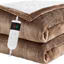 Electric Blanket Heated Throw, Soft Flannel 50"x60" Heating Blanket with 8 Hours Auto Off 10 Fast Heating Levels Machine Washable Sherpa Heated Blanket with Overheating Protection