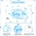 Blue Bow Bachelorette Party Decorations She's Tying The Knot Banner Blue Bow Bachelorette Backdrop Cake Cupcake Toppers for Bridal Shower Engagement Wedding Party Supplies