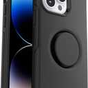 OtterBox iPhone 14 Pro (ONLY) Otter + Pop Symmetry Series Case - Black, Integrated PopSockets PopGrip, Slim, Pocket-Friendly, Raised Edges Protect Camera & Screen