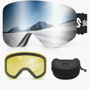 Ski Goggles, Frameless Snowboard Goggles with 2 UV400 Magnet Ski Lenses for Men & Women