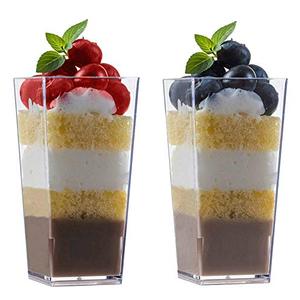Zappy Tall Square Mini Dessert Cups - Plastic Tasting Shot Glasses, 3oz Each (100 Count)