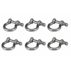 6PCS Stainless Steel Forged Bow Shackle 5/32" (4mm) for Chains, Wire Rope, Lifting and Landing, Camping, Tow Strap