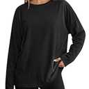 Cicy Bell Womens Oversized Long Sleeve T Shirts Casual Crewneck Trendy Tunic Tops 2025 Loose Fit Basic Tees Black (M)