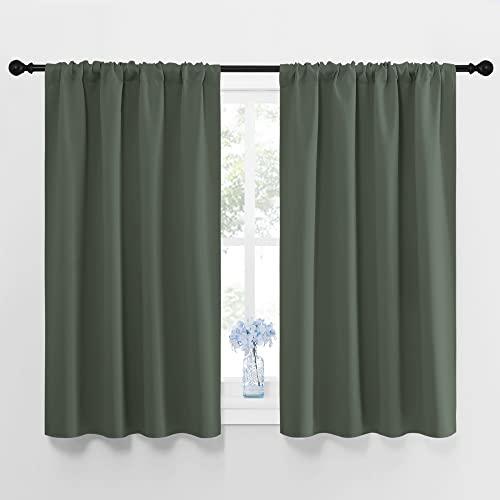 NICETOWN Bedroom Curtains Blackout Draperies - All Season Thermal Insulated Solid Rod Pocket Top Blackout Curtains/Drapes for Kid's Room (Dark Mallard, 1 Pair, 42 x 48 Inch)
