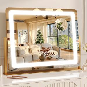 Vanity Mirror with Lights 22"x17", LED Lighted Makeup Mirror, Magnifying