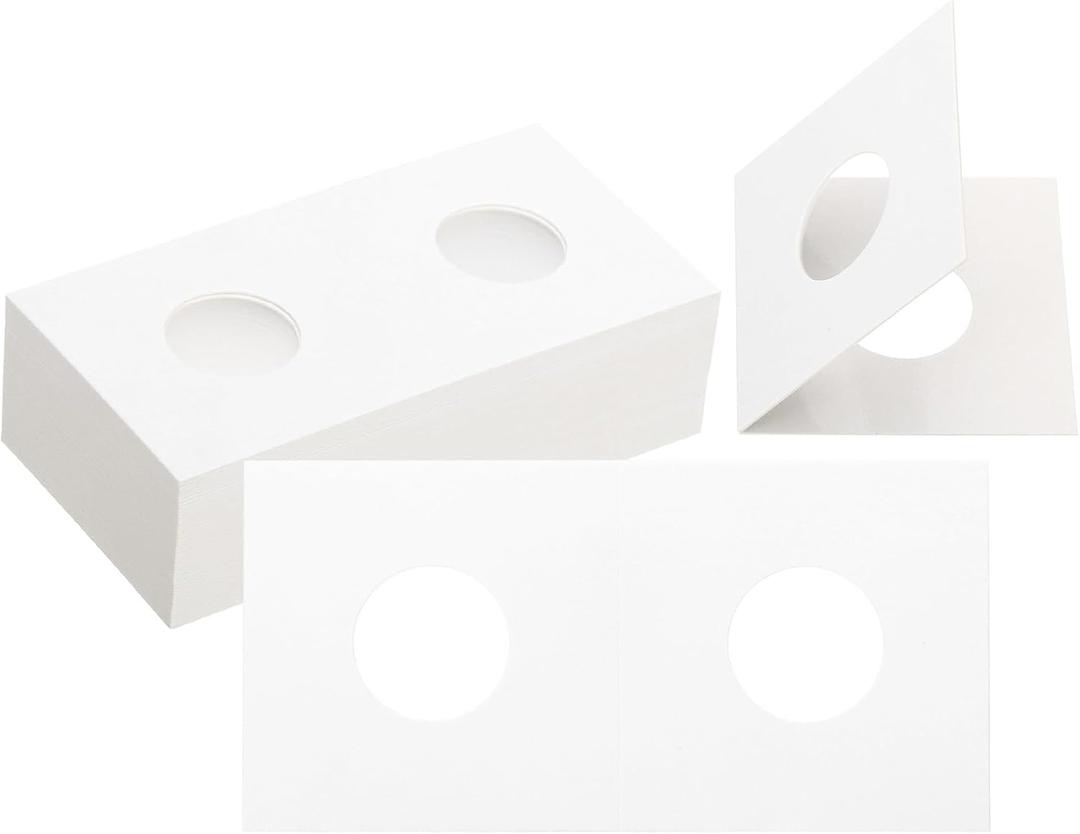 PATIKIL 2 x 2 Coin Flips, 200 Pack 20.5mm Cardboard Coin Holder Paper Coin Holders for Coin Collection Supplies Collector, White
