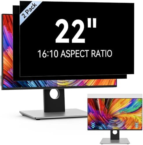 [2-Pack] 22 Inch Computer Privacy Screen Filter for 16:10 Widescreen Monitor, Removable Eye Protection Anti Glare Blue Light Filter Privacy Shield, Anti Scratch Anti Spy Screen Protector Film 22 In