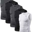 TELALEO 5 Pack Men's Athletic Compression Shirts Sleeveless Workout Tank Top Sports Base Layer Running Basketball XXL