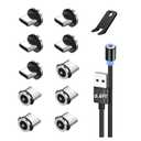 6.6Ft Nylon-Braided Type C Charging Cable with 10 Magnetic Tips, LED Indicator for USB-C/Type-C Devices