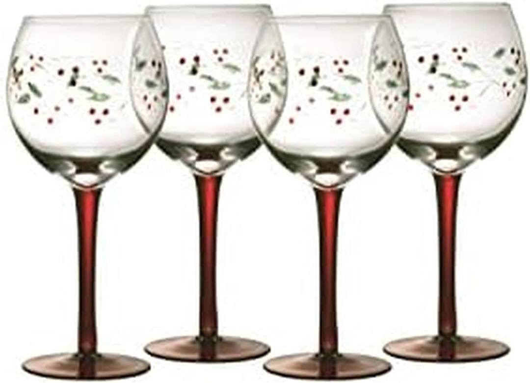 Pflatzgraff Winterberry Wine Goblets, Set Of 4, Clear, 13 fluid ounces (Multicolor)