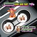 2 x Cow Car Coasters for Cup Holders - 2 Pack Cute Cow Print Car Accessories for Women, Funny Highland Cows Stuff Decor, Absorbent Ceramic Cup Holder Coaster for Car to Keep Clean, Country Western Gift