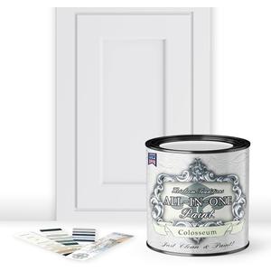 ALL-IN-ONE Paint, Durable cabinet and furniture paint. Built in primer and top coat, no sanding needed. Includes our 30 featured color card - Colosseum (white with subtle gray undertone), Quart, 32 Fl Oz Pack of 1 