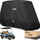 10L0L 2/4/4+2 Passenger Golf Cart Cover Upgrade Extended Roof, 600D Waterproof Snowproof Windproof Sunproof Durable Full Golf Cart Covers for Yamaha,EZGO,Club Car and Other (Classic Black)