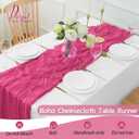 4Pack Hot Pink Cheesecloth Table Runner 10FT Gauze Hot Pink Cheese Cloth Table Runner 35x120Inch Long Boho Spring Easter Table Runners Rustic Sheer Table Runners for Wedding Baby Bridal Shower Decor, 4PCS-10FT