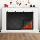 Fireplace Cover, Fireplace Draft Stopper for Heat Loss, Fireplace Blocker Blanket with Hook and Loop Tape, Indoor Fireplace Blanket for Insulation Black 33" W x 29" H
