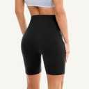 Leafigure 2 Pack Womens Biker Shorts with Pockets, High Waisted Yoga Shorts for Women Running Gym and Workout (Black Green,Small)