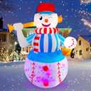 SEASONBLOW 6 FT LED Light Up Inflatable Christmas Baseball Snowman Decoration for Yard Lawn Garden Home Party Indoor Outdoor