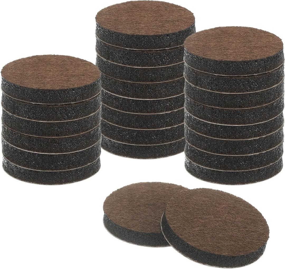 uxcell Furniture Pads, 24Pcs 1.25" - Round Self Adhesive Felt Furniture Pads, Floor Protectors for Furniture Feet Chairs Legs Hardwood Floors (Brown)