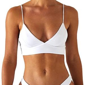 Women's Bikini Top Soild Color Push Up V Neck Bathing Suit Swimsuit Top S