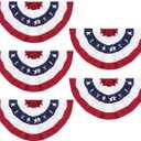 3X6FT 4th of July Decorations, American Flag Bunting Patriotic Decorations, Large Size USA Pleated Half Fan Flag, Banner Indoor/Outdoor Decorations, Independence Day and Veterans Day(Set of 5)