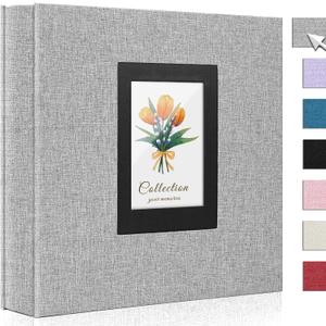 Photo Album 4x6 600 Photos Linen Large Capacity Fabric Cover Books Albums Wedding School Family Anniversary Baby Memory Engagement Travel Albums(Grey, 600 Pockets)