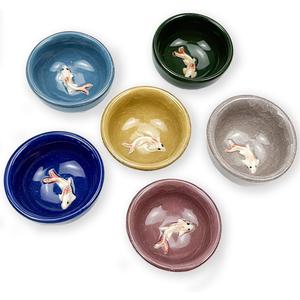 Korean Soju Shot Glasses 6-Piece Set, Porcelain Koi Fish Ceramic Cups, Handcrafted Ceramic Cups with Handcrafted Design
