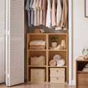 2 Cube Storage Organizer, Small Cube Shelf, Wooden Short Bookshelf Oak