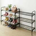 3-Tler Shoe Rack Organlzer, Rustproof lron, Spaclous Shoe Storage Shelf for Closet or Entryway, Fits Sneakers & Slippers, Black