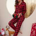 ZMJ Womens Pajamas Sets 2 Piece Long Sleeve and Pant Pj Sets Button Up Sleepwear (Medium, Christmas Red and Black Plaid)