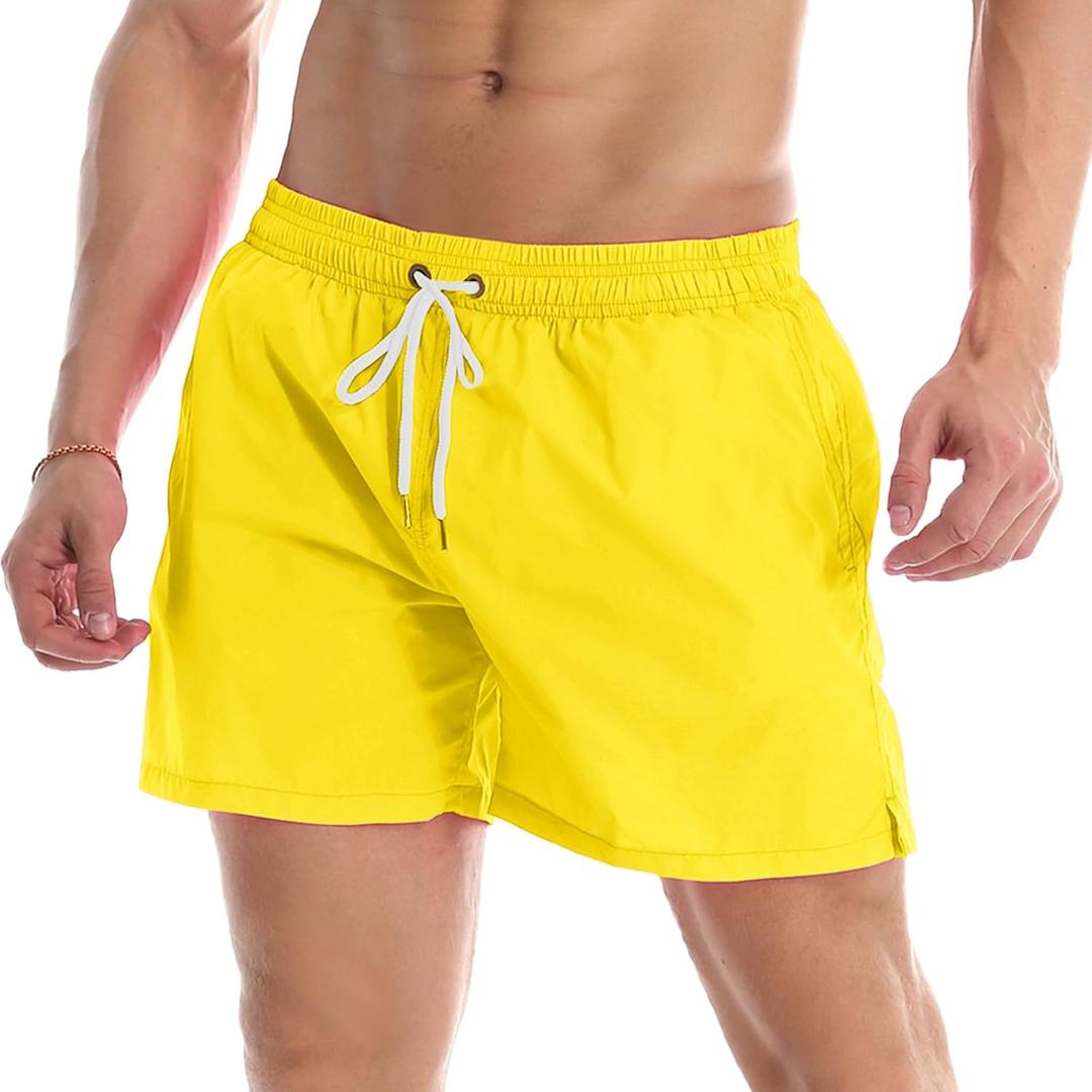 Lncropo Men's Swim Trunks Quick Dry Bathing Suits with Mesh Lining Swimwear Swim Shorts (32, A23-deep Yellow)