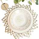 Herda Valentine's Day Gold Table Placemats Set of 24, Metallic Pressed Round Vinyl Table Mats 24 Pcs, Gold Plates Chargers Round Dining Place Mats for Christmas, Thanksgiving, Wedding Table Decoration