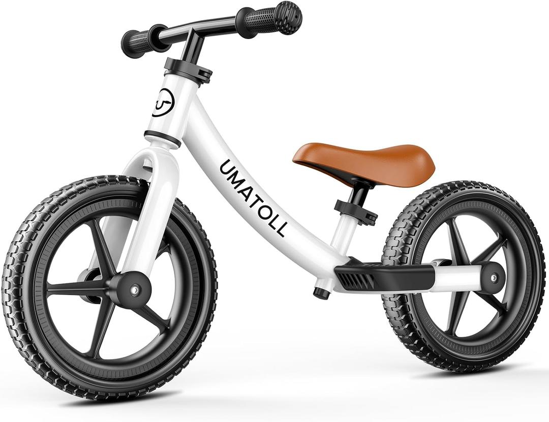 Umatoll Toddler Balance Bike 2 Year Old, Kids Bike Toy for 18 Months to 5 Years Old, Tool-Free Adjustment, Birthday Gifts for 2-3 Boys Girls, No Pedal (White)
