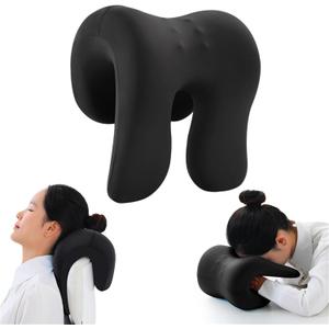 chislim Neck Support for Office Chair,Memory Foam Desk Pillow for Napping,Washable Cover,Fits Most Office Chair (Black)