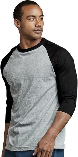TOP PRO Men's 3/4 Sleeve Casual Raglan Jersey Baseball Tee Shirt 2XL