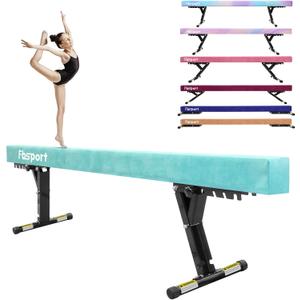 FBSPORT 8ft Adjustable Balance Beam: High and Low Floor Beam Gymnastics Equipment for Kids/Adults,Gymnastics Beam for Training,Practice, Physical Therapy and Professional Home Training with Legs (Green)