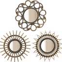 Retro Gold Mirrors for Wall Pack of 3. Round Mirrors. Decorative Mirrors.Wall Mirrors for Decor Home Decor.Plastic Frames.Glass Mirrors.Make Old Gold Color. (9.8x9.8)