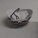 Tiered Serving Bowls Chip and Dip Serving Set with Stand, Ceramic Appetizer Serving Dishes Platters and Trays for Parties Entertaining - Checkered Kitchen Decor (Large & Medium, Black & White Pattern)