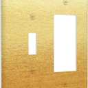 Spshian Light Switch Cover Plate Gold 2 Gang Combo Wall Plates Toggle Rocker Decorative Switch Plates and Outlet Covers for Bathroom Home Decor