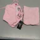 Women 3 Piece Swimsuits - Sexy Triangle Bikini Sets with Cover Up Halter String Tie Side Bathing Suits (Small, Light Pink)