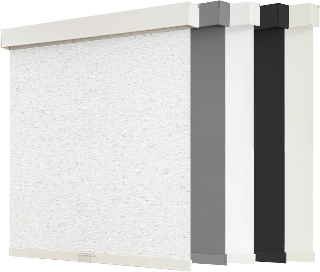 AOSKY Blackout Roller Shades Cordless Blinds for Windows, Free-Stop Shades with Valance, Thermal Insulated Fabric, UV Protection, Natural Woven Blinds for Home (19" W x 72" H, Linen Beige