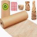 Honeycomb Packing Paper, HONSREO 15 Inches x 230 Feet Eco Friendly Recyclable Cushioning Material, Bubble Wrap for Moving Shipping Breakable Supplies with 20 Fragile Sticker Lables (Brown)