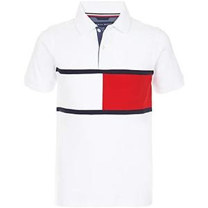 Tommy Hilfiger Boys' Short Sleeve Fashion Polo Shirt, Button Closure, Soft & Comfortable,S