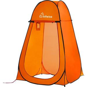 WolfWise Portable Pop Up Privacy Shower Tent, Spacious Changing Room, Dressing Room, Sun Sunshade Canopy Outdoor Rain Shelter, Backpack Privacy Shelters for Camping, Hiking, Beach, Toilet, Black (47.2" L x 47.2" W x 74.8" H)