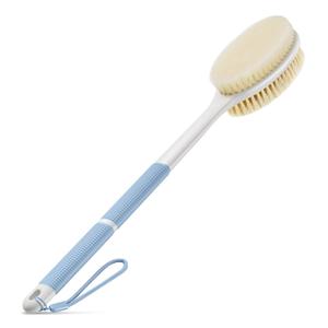 Back Scrubber Anti Slip for Shower, Shower Brush Long Handle with Stiff and Soft Bristles, Body Exfoliator for Bath or Dry Brush (Blue)