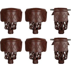 6-Piece PU Leather Billiard Pockets with Diamond Pattern - Durable Accessories for Billiard Pool Table (Walnut)