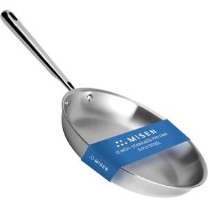 Misen 5-Ply Stainless Steel 12" Frying Pan - Professional Cookware for Induction, Gas and Electric - Dishwasher Safe, Oven Safe to 800F - Durable, Versatile, Even Heating