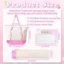 3Pcs Canvas Mahjong Tile Bag Set for Tiles and Racks, Pink, 12 inches x 24 inches