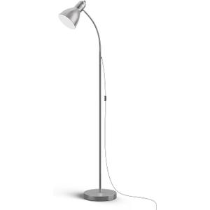 LEPOWER Floor Lamp, Metal Standing Lamp with Adjustable Gooseneck, Heavy Metal Base, Reading Pole Lamp for Office, Silver Floor Lamps for Bedroom, Living Room