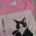 Samurai Cat Warrior Ink - Japanese Art Feline Katana T-Shirt, XL