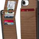 Bemal for iPhone 16e Wallet Case, Built-in 6 Card Holder, RFID Blocking, PU Leather Kickstand, Magnetic Closure, Durable Shockproof Phone Cover for Women and Men, Alligator Pattern Brown